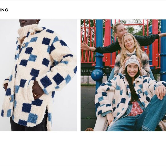 NEW NWT Madewell (Re)sourced Sherpa Belrose Shirt-Jacket in Checkerboard - Picture 2 of 8